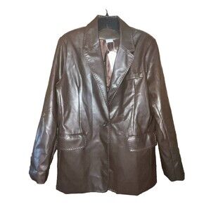 Silk & Salt Brown Faux Leather Blazer Style Jacket Size M